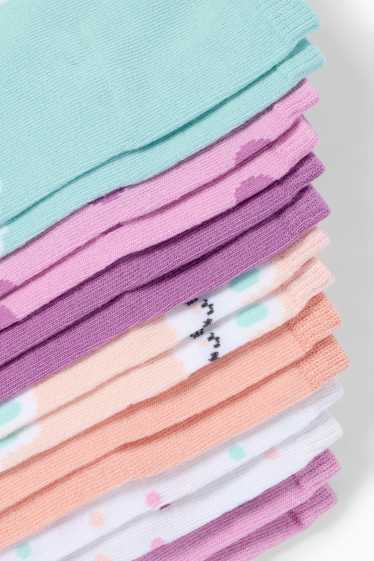 Děti - dívky - Multipack 7 ks - zajíčci - ponožky s motivem - světle fialová