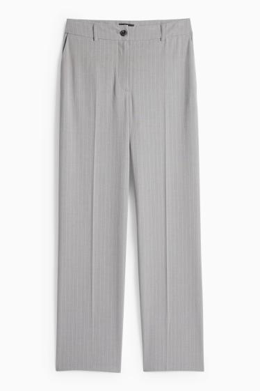 Women - Cloth trousers - mid-rise waist - wide leg - gray