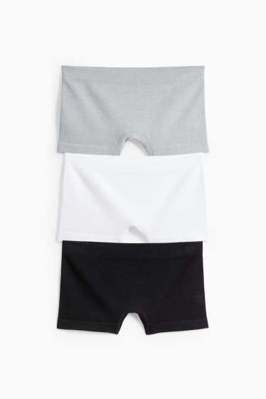 Kinderen: meisjes - Set van 3 - boxershort - ribstof - zwart / grijs