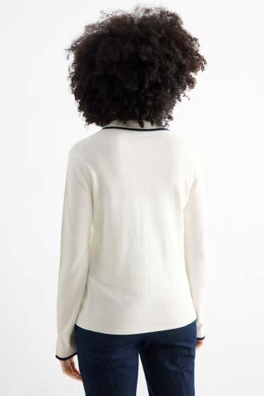 Women - Cardigan - dark blue / creme white