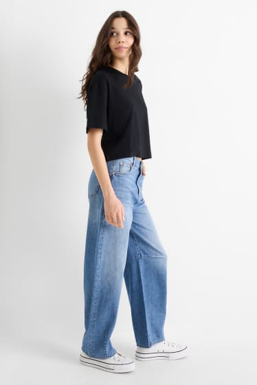 Femmes - Jean ballon - mid waist - jean bleu clair