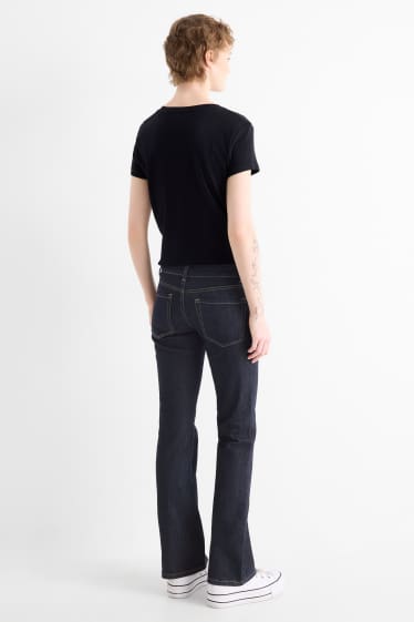 Femei - Bootcut jeans - talie joasă - denim-albastru închis