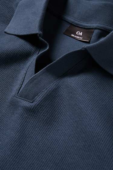 Hommes - Polo en maille - relaxed fit - finition côtelée - turquoise foncé