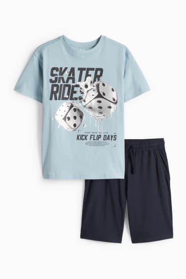 Kinderen: jongens - Skater - set - T-shirt en short - 2-delig - blauw