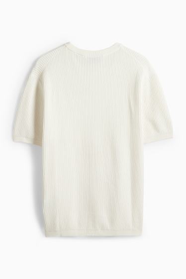 Pánské - Svetr - krémově bílá