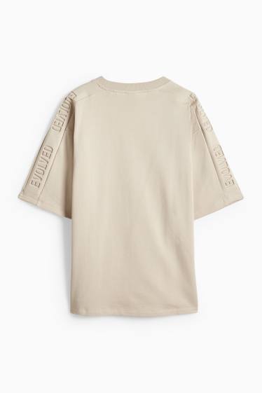 Pánské - Tričko - oversized - světle béžová