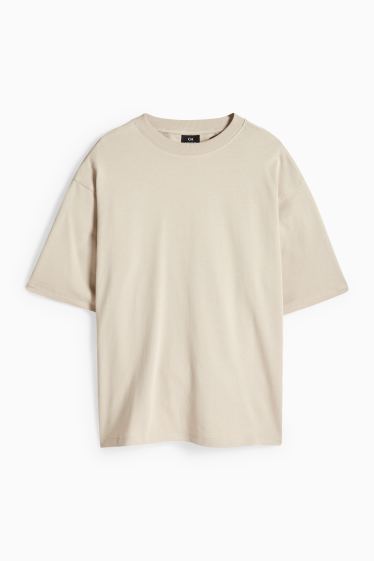 Pánské - Tričko - oversized - světle béžová