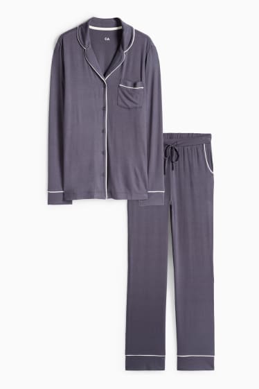 Femmes - Pyjama en viscose - bleu foncé