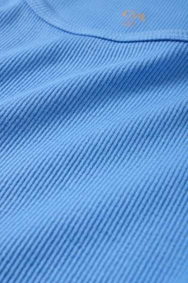 Dámské - Tričko - slim fit - žebrované - modrá