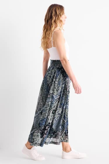 Femmes - Jupe de gaze - à motif - bleu foncé