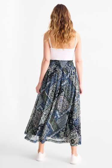 Femmes - Jupe de gaze - à motif - bleu foncé