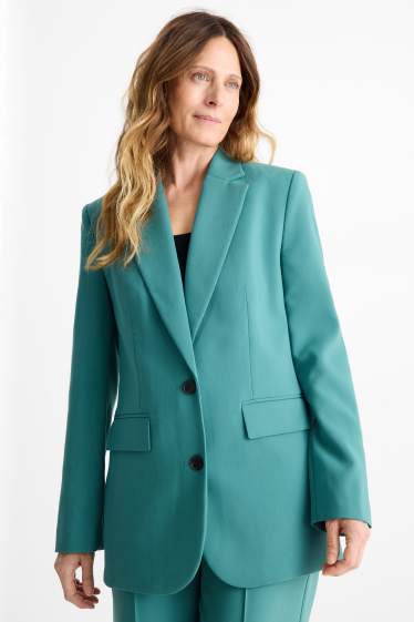 Women - Long blazer - relaxed fit - green