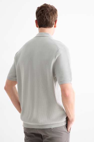 Bărbați - Tricou polo din tricot - regular fit - structurat - gri