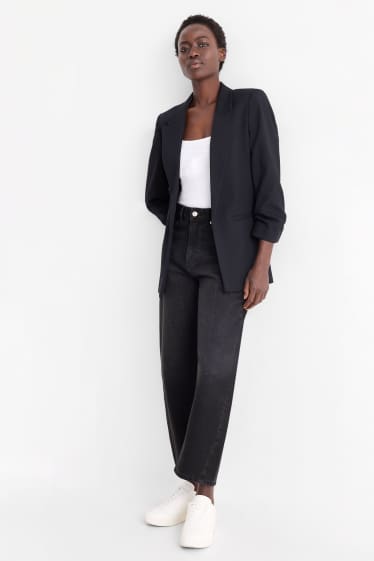 Damen - Barrel Jeans - High Waist - dunkeljeansgrau