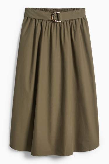 Women - Skirt with belt - dark green
