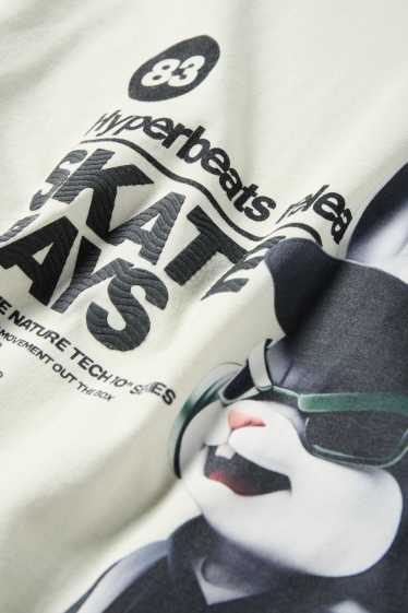 Children Boys - Bunny rabbit - short sleeve T-shirt - black / beige