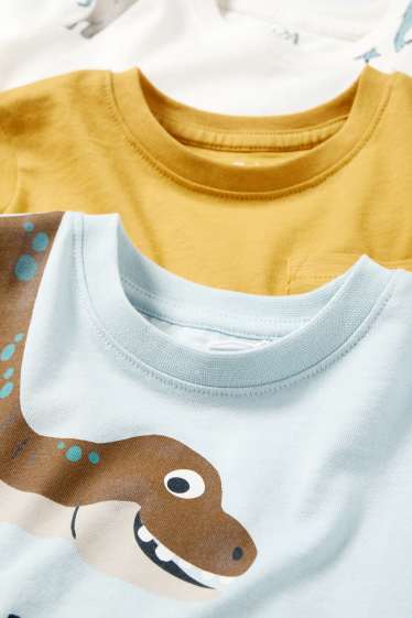 Kinder Jungen - Multipack 3er - Dino - Kurzarmshirt - weiss / hellblau
