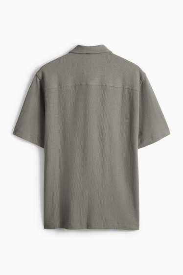 Heren - Overhemd - regular fit - Kent - met structuur - donkergroen