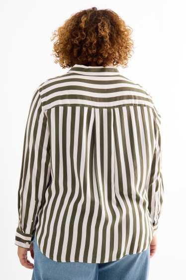Femmes - Chemisier - à rayures - vert foncé / blanc crème