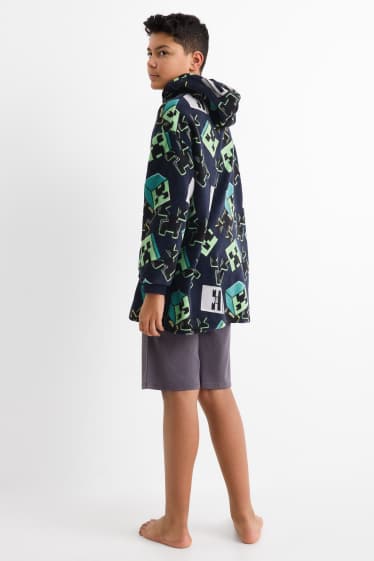 Enfants garçons - Minecraft - couverture à capuche - vert / bleu foncé