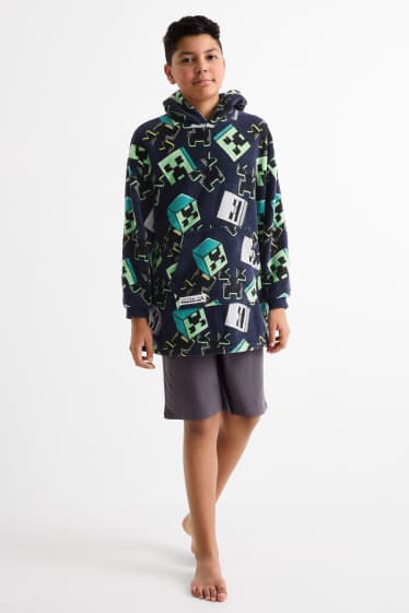 Enfants garçons - Minecraft - couverture à capuche - vert / bleu foncé