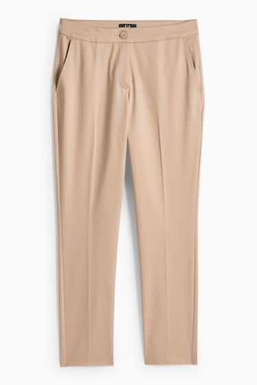 Femmes - Pantalon en toile - mid waist - slim fit - beige