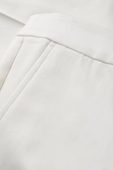 Damen - Stoffhose - Mid Waist - Slim Fit - weiss