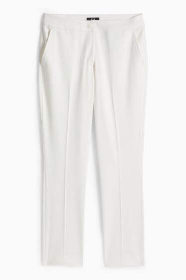 Damen - Stoffhose - Mid Waist - Slim Fit - weiss