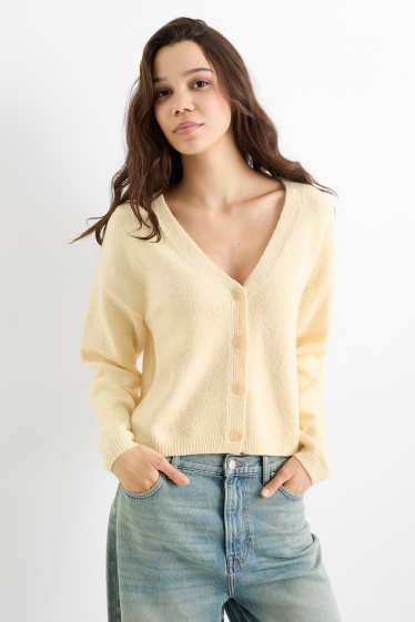 Women - Knitted cardigan - light yellow
