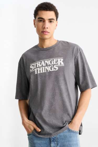 Hommes - T-shirt - Oversize - Stranger Things - gris
