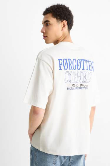 Uomo - T-shirt - oversize - bianco crema