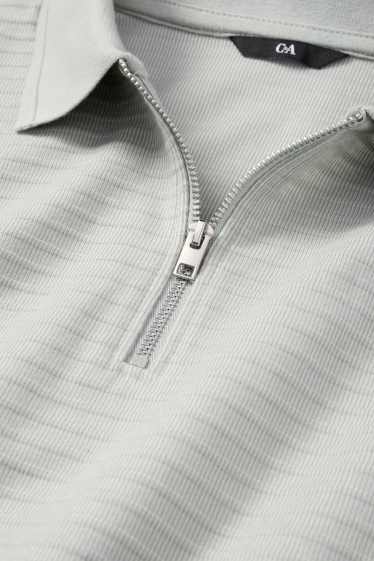 Herren - Poloshirt - Regular Fit - gerippt - grau