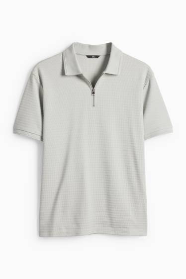 Herren - Poloshirt - Regular Fit - gerippt - grau