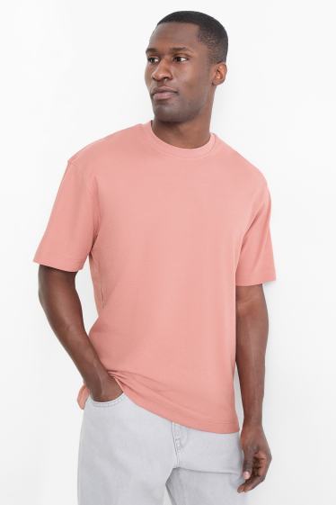 Hommes - T-shirt - relaxed fit - rose foncé