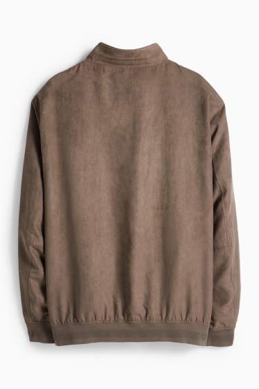 Pánské - Blouson - imitace semiše - tmavohnědá