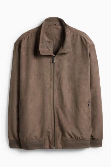 Pánské - Blouson - imitace semiše - tmavohnědá