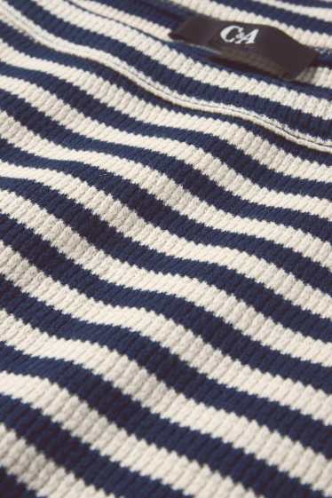 Damen - T-Shirt - Regular Fit - gestreift - strukturiert - dunkelblau / cremeweiss