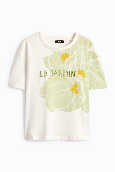 Donna - T-shirt - regular fit - effetto brillante - bianco