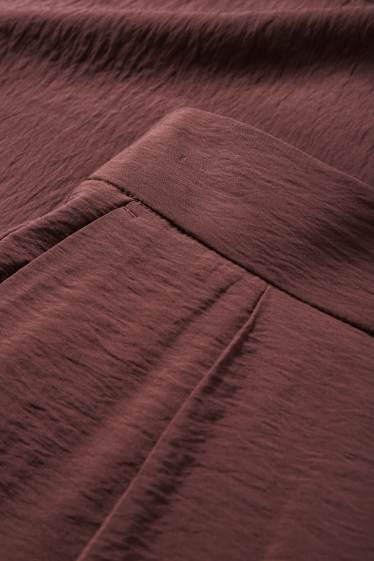 Dona - Pantalons de tela - high waist - wide leg - marró fosc