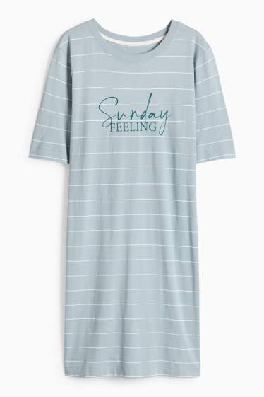 Dames - Nachthemd - gestreept - turquoise