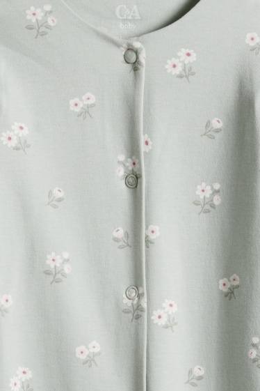 Baby: meisjes - Set van 3 - teddybeer en bloemetje - babypyjama - wit / roze