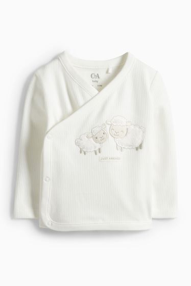 Bebeluși - băieți - Oiță - compleu nou-născuți - 2 piese - alb