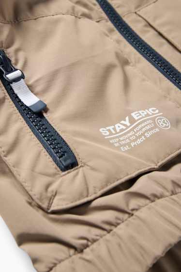 Kinderen: jongens - Jas met capuchon - waterafstotend - lichtbruin