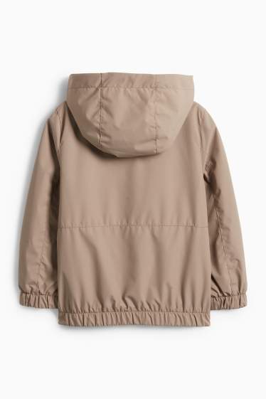 Kinderen: jongens - Jas met capuchon - waterafstotend - lichtbruin