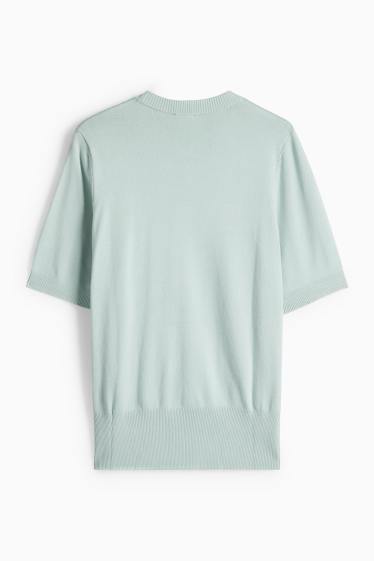 Damen - Strickpullover - kurzarm - mintgrün