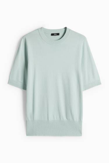 Damen - Strickpullover - kurzarm - mintgrün