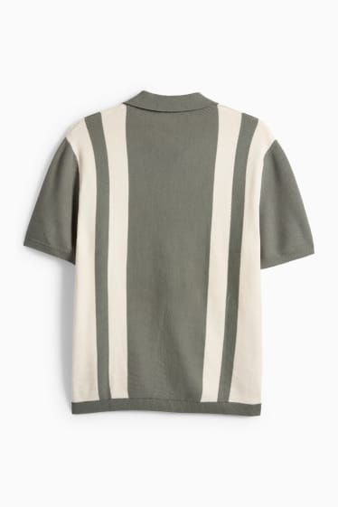 Heren - Trui - donkergroen / crème wit