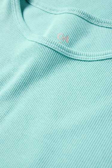 Femmes - T-shirt - slim fit - finition côtelée - vert clair