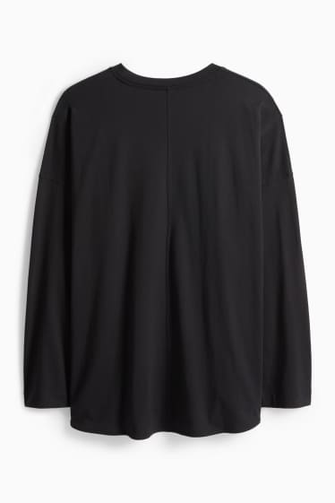 Damen - Langarmshirt - Relaxed Fit - schwarz