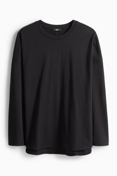 Damen - Langarmshirt - Relaxed Fit - schwarz